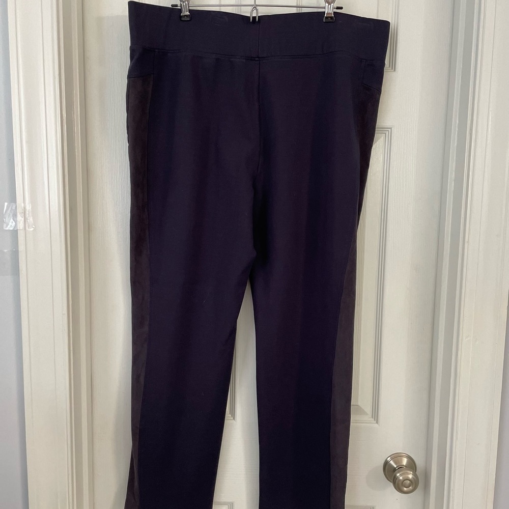 Logo Lori Goldstein Pull On Wide Leg Knit full length Pants charcoal gray XL